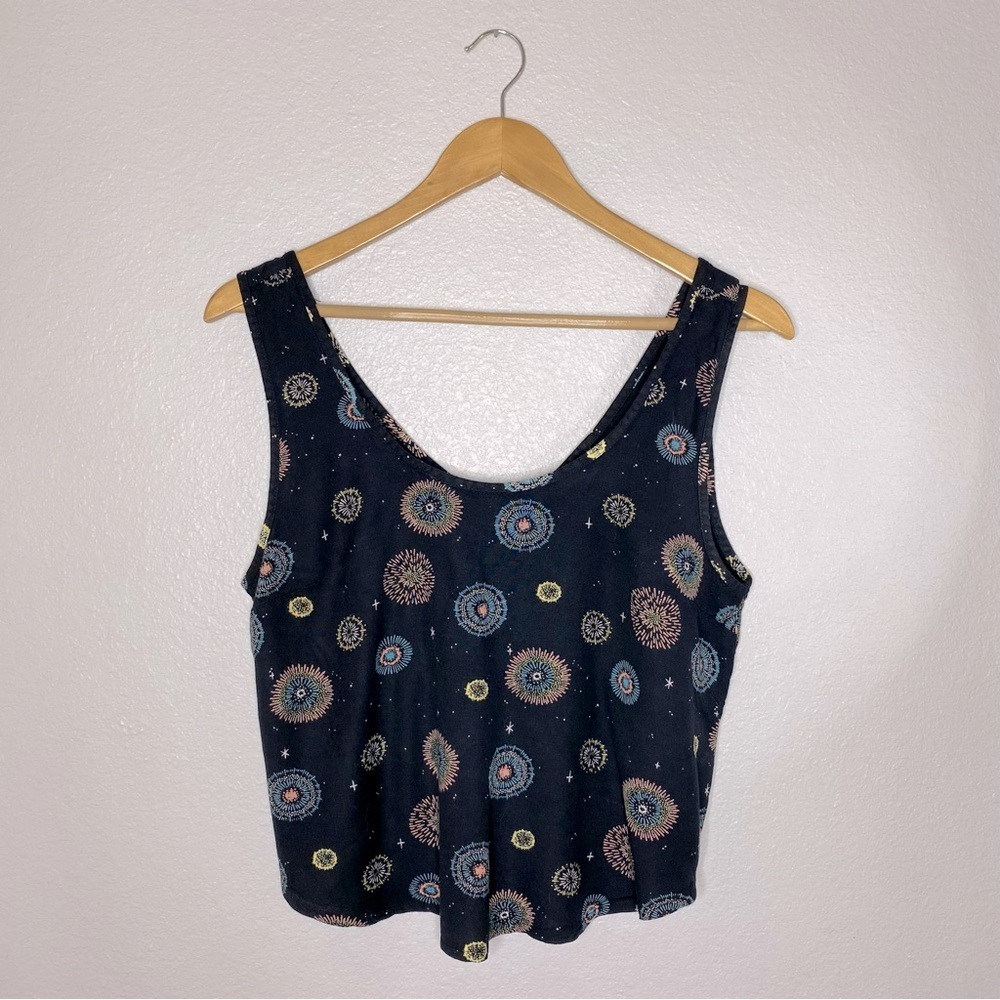 RVCA Top Black Fireworks Print Romper, Size Medium